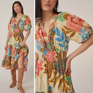 Anthropologie x Conditions Apply Puff-Sleeved Midi Dress Size 4 - 41917